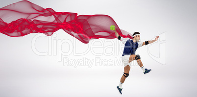 Composite image of sportsman throwing a ball