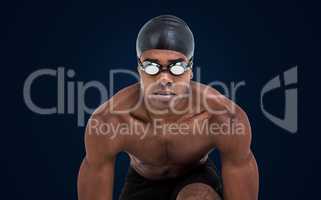 Composite image of swimmer ready to dive