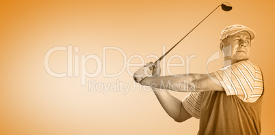 Composite image of sportsman is playing golf