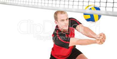 Sportsman posing while playing volleyball