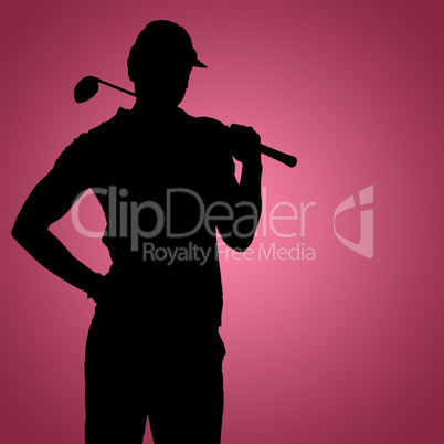 Composite image of pretty blonde playing golf