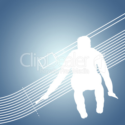 Composite image of front view of sportsman is jumping