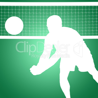 Composite image of sportsman posing while playing volleyball