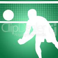 Composite image of sportsman posing while playing volleyball