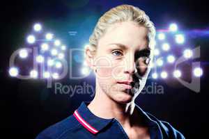 Composite image of close-up of female tennis player
