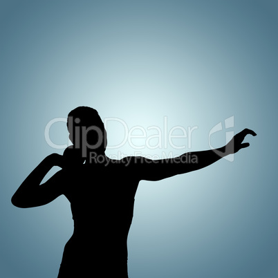 Composite image of front view of sportswoman practising shot put