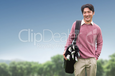 Man with golf equipment