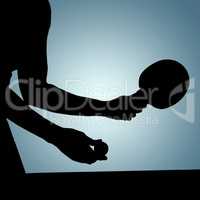 Composite image of female athlete playing table tennis