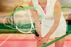 Composite image of athlete playing tennis with a racket