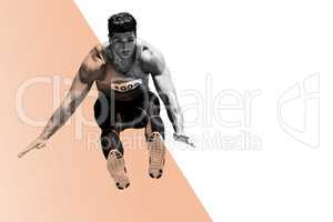Composite image of sportsman is jumping