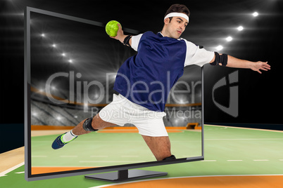 Composite image of sportsman throwing a ball