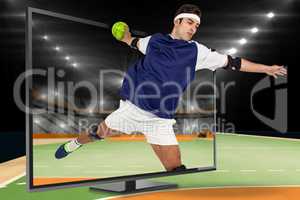 Composite image of sportsman throwing a ball