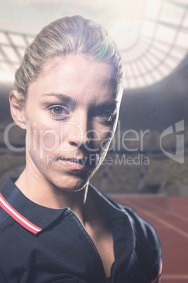 Composite image of portrait of female tennis player