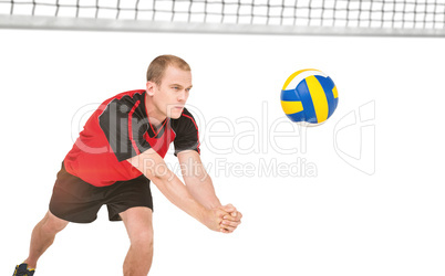 Sportsman posing while playing volleyball