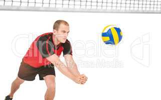 Sportsman posing while playing volleyball