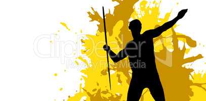Composite image of sportsman practising the javelin throw