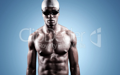 Composite image of swimmer ready to dive