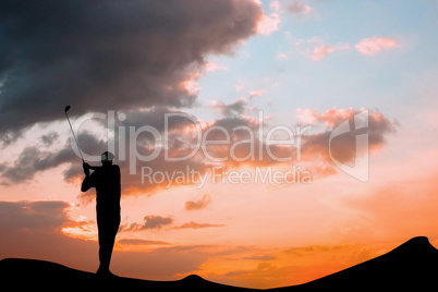 Composite image of man is playing golf