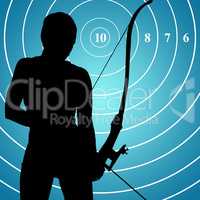 Composite image of athletic woman practicing archery
