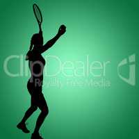 Composite image of female athlete playing tennis