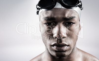 Composite image of portrait of swimmer in swimmingÂ go