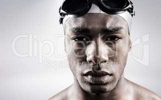 Composite image of portrait of swimmer in swimmingÂ go