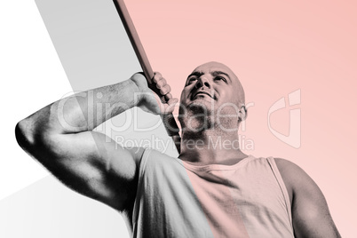 Composite image of athlete preparing to throw javelin