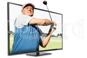 Composite image of view of a man playing golf