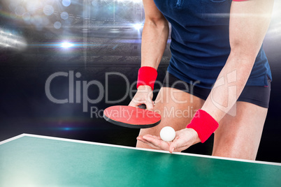 Composite image of female athlete playing ping pong