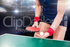 Composite image of female athlete playing ping pong