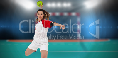 Sportswoman throwing a ball