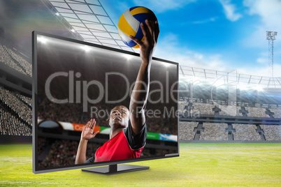 Composite image of sportsman playing a volleyball