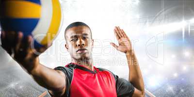 Composite image of sportsman playing a volleyball