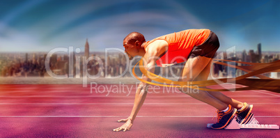 Composite image of runner preparing for the start