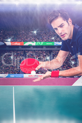 Confident male athlete playing table tennis Confident male athlete playing table tennis