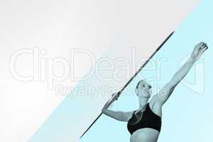 Composite image of sportswoman is practicing javelin throw
