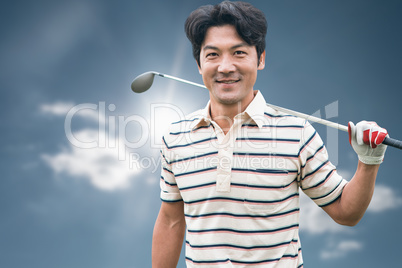 Composite image of man with golf club