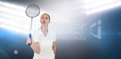 Female player playing badminton