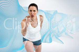 Composite image of energetic female athlete running