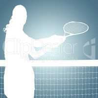 Composite image of athlete playing tennis with a racket