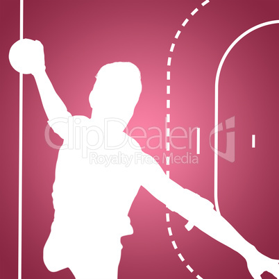 Composite image of confident athlete man throwing a ball