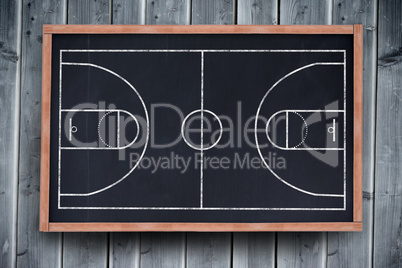 Composite image of basketball field