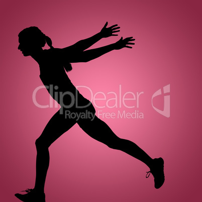 Composite image of sportswoman finishing her run