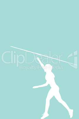 Composite image of profile view of sportswoman is practising jav