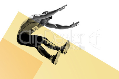 Composite image of sportsman jumping