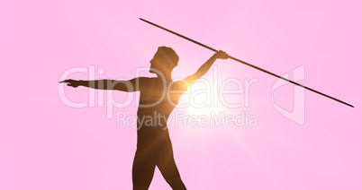 Composite image of male athlete preparing to throw javelin