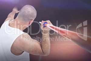 Composite image of athlete preparing to throw javelin