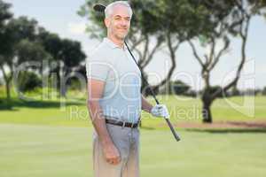 Composite image of view of a man playing golf