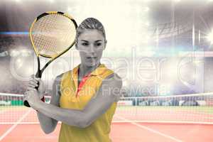 Composite image of athlete playing tennis with a racket