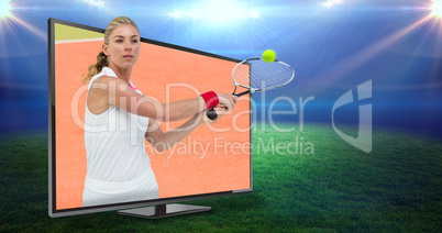 Composite image of athlete playing tennis with a racket